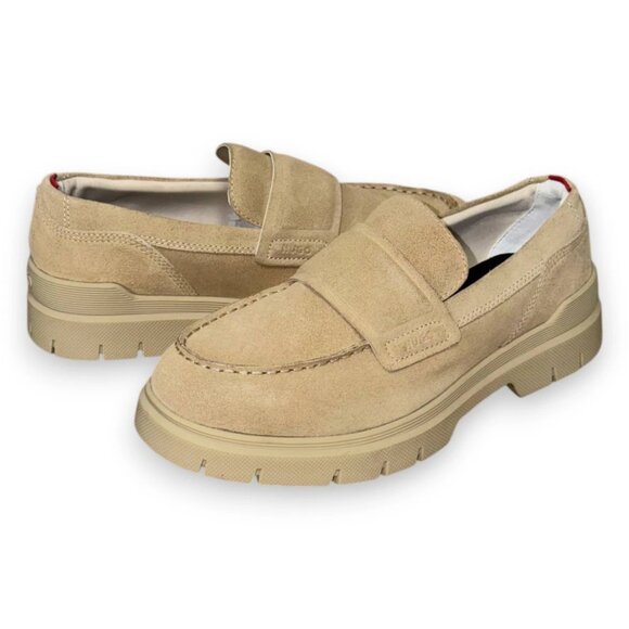 HUGO Ryan Men\'s Beige Leather Loafers US 9 (UK 8 EU 42) MSRP $180